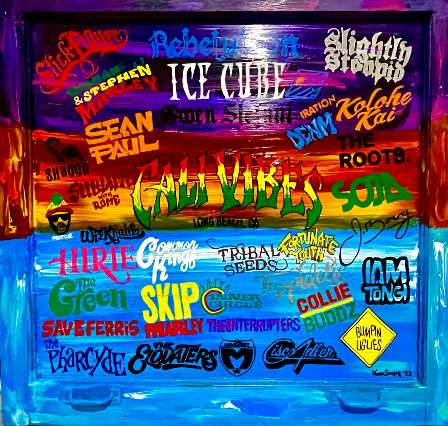Cali Vibes Festival Hand Painted 2024 Line Up Vertical