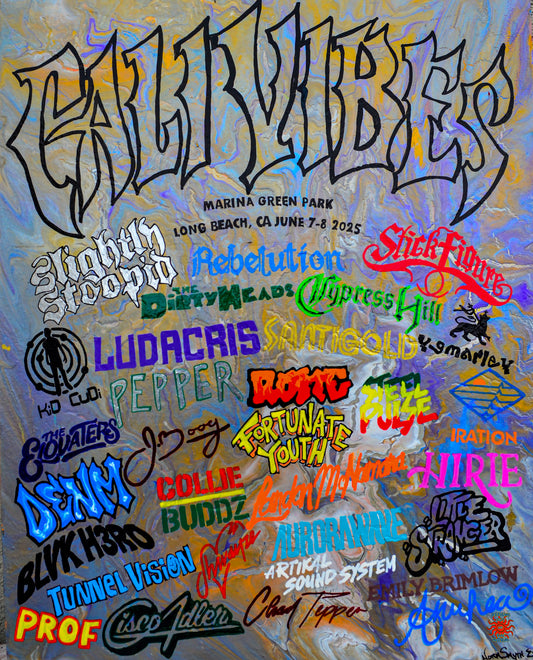 Cali Vibes Festival Hand Painted Wood Panel 2025 Line Up