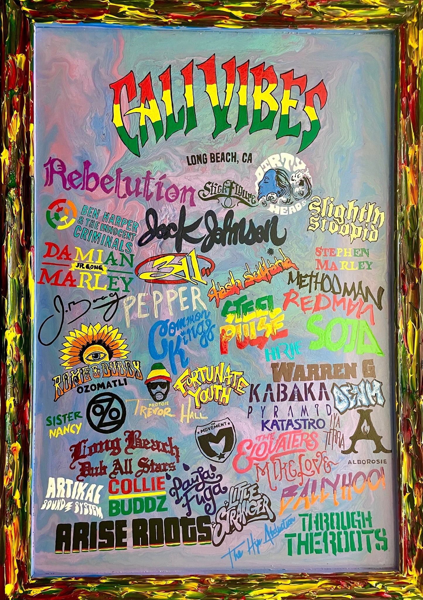 Cali Vibes Festival Hand Painted 2024 Line Up Vertical