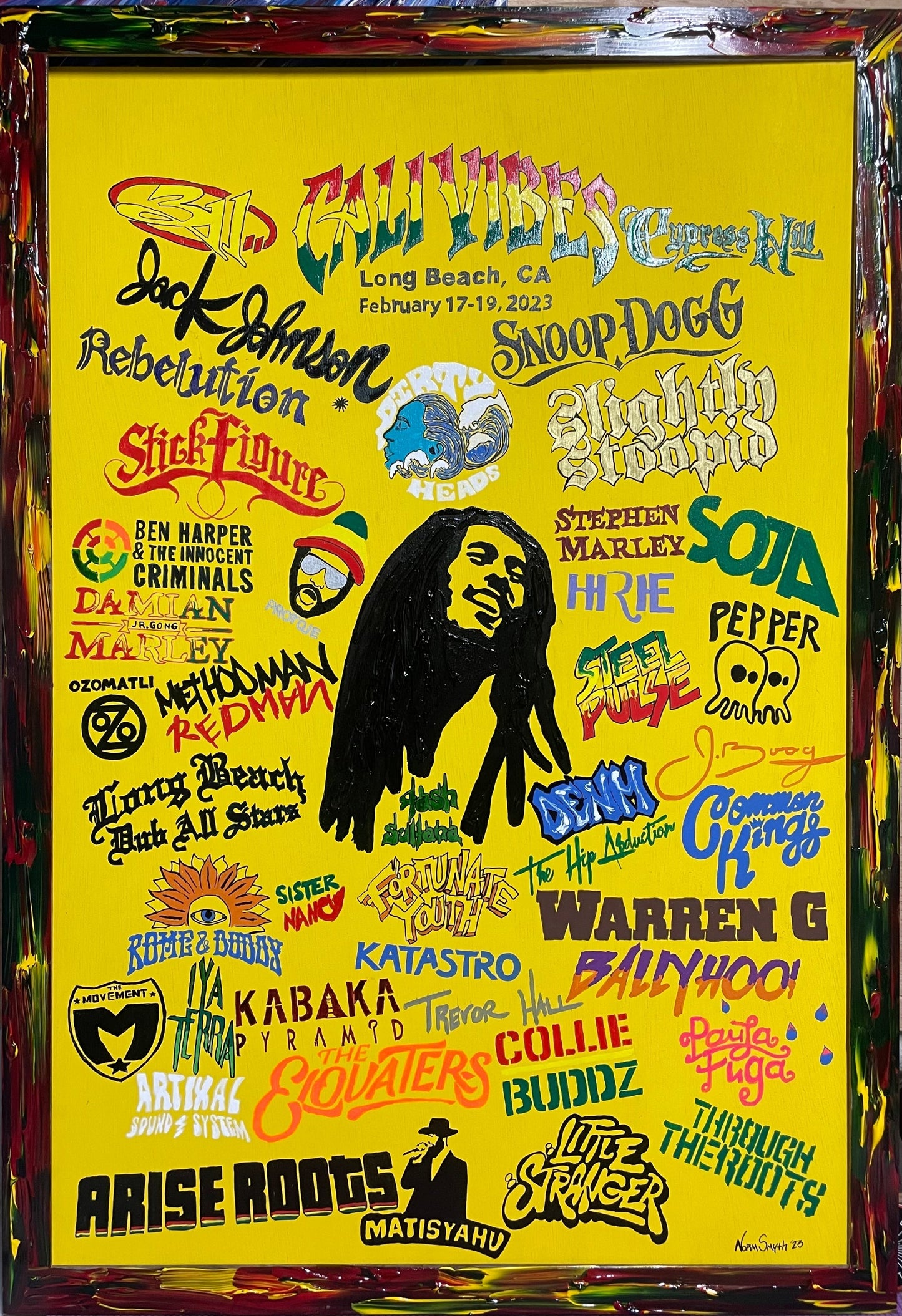 Cali Vibes Festival Hand Painted 2024 Line Up Vertical