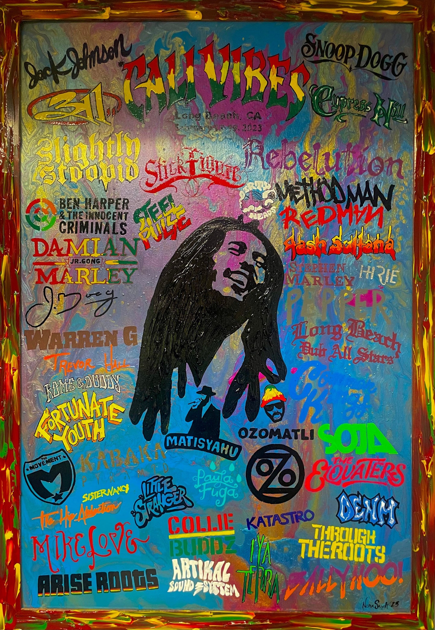 Cali Vibes Festival Hand Painted 2024 Line Up Vertical