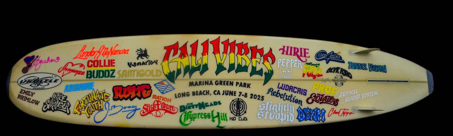 Cali Vibes Festival 2025 Lineup Hand Painted Surfboard