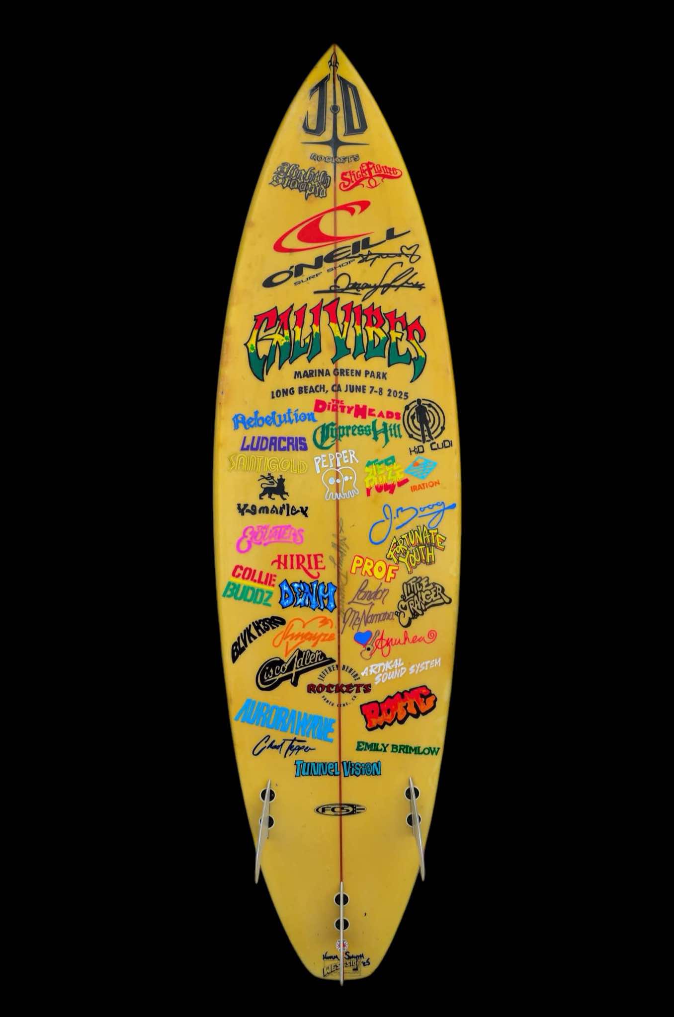 Cali Vibes Festival 2025 Lineup Hand Painted Surfboard