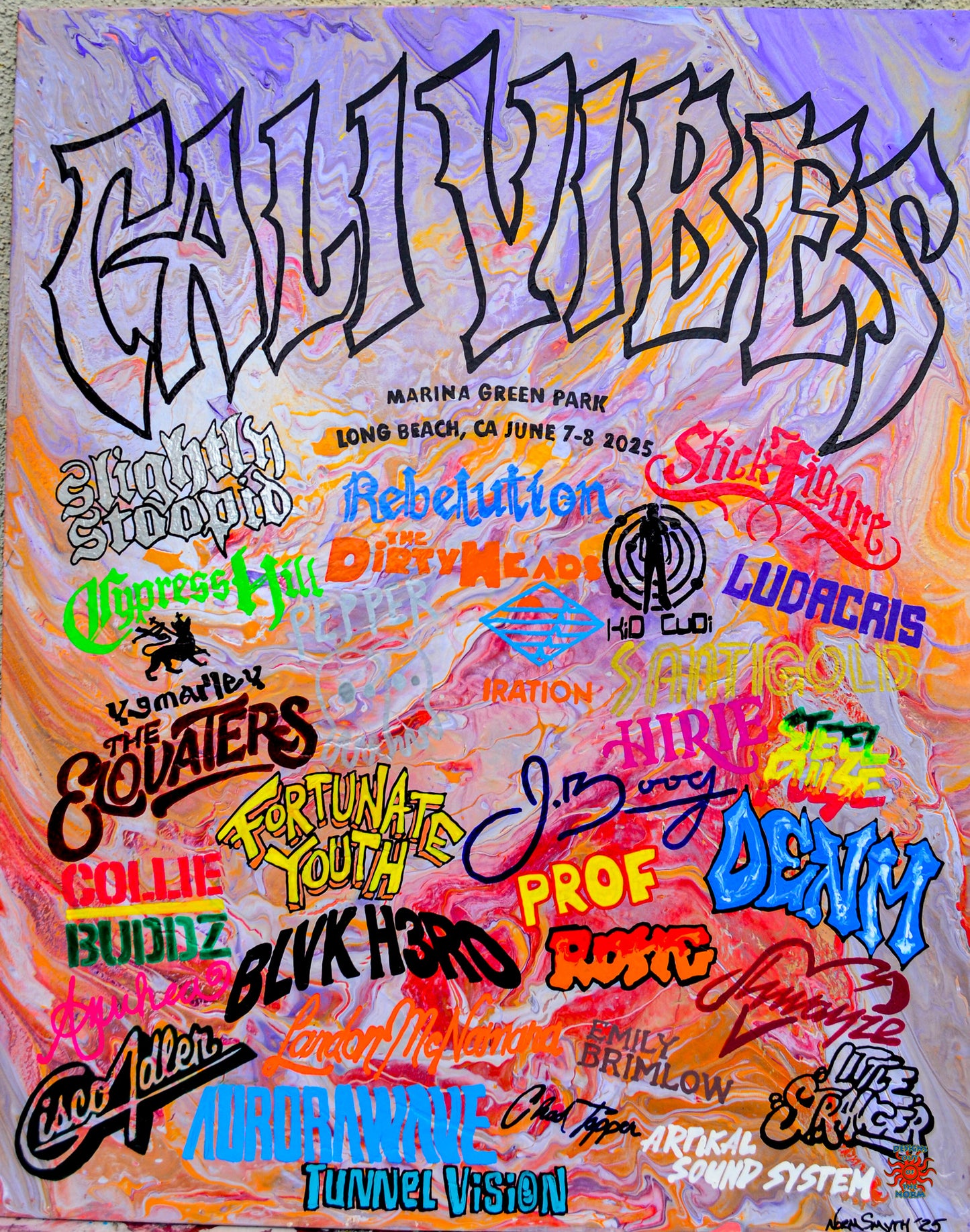 Cali Vibes Festival Hand Painted Antique Window 2025 Line Up