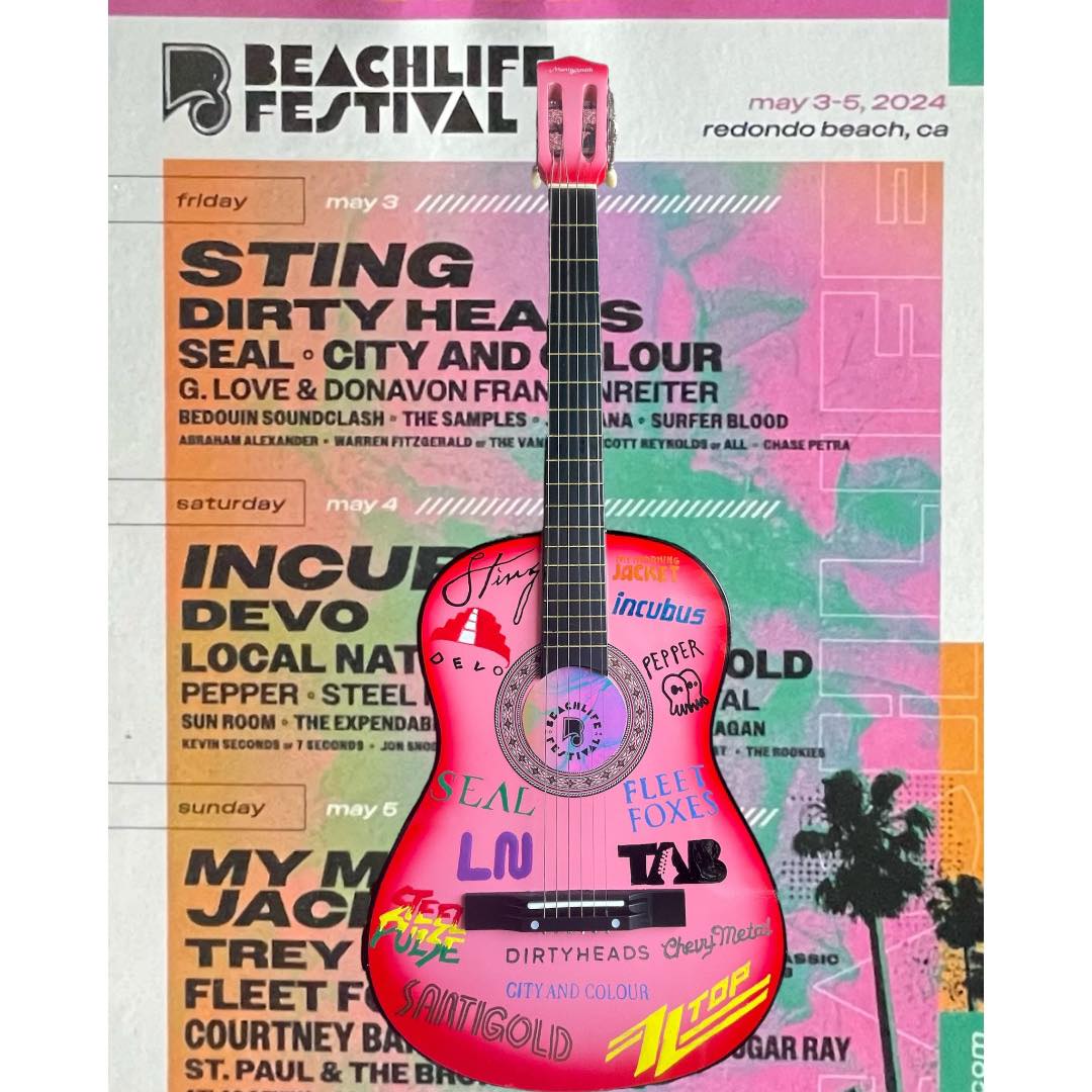 Beach Life Festival '24 Guitar Hand Painted Line Up