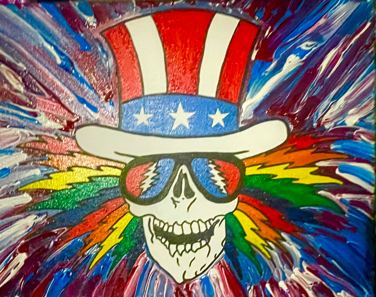 Grateful Dead "Uncle Sam Skeleton Lightning Bolt" Painting