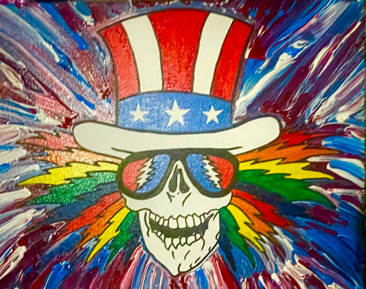 Grateful Dead "Uncle Sam Skeleton Lightning Bolt" Painting