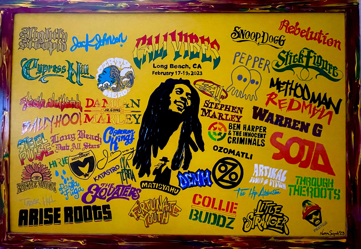 Cali Vibes 2022 Bob Marley Hand Painted Line Up