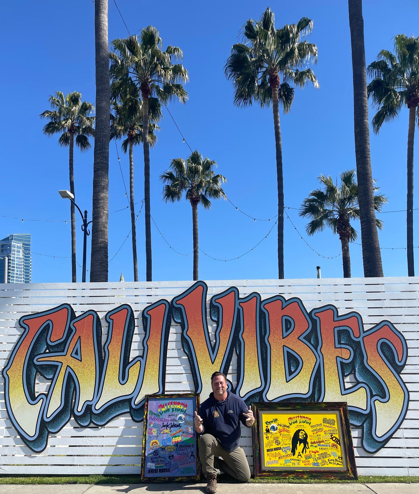 Cali Vibes Festival 2025 Lineup Hand Painted Surfboard by Norm Smyth and signed by Donovan Frankenreiter