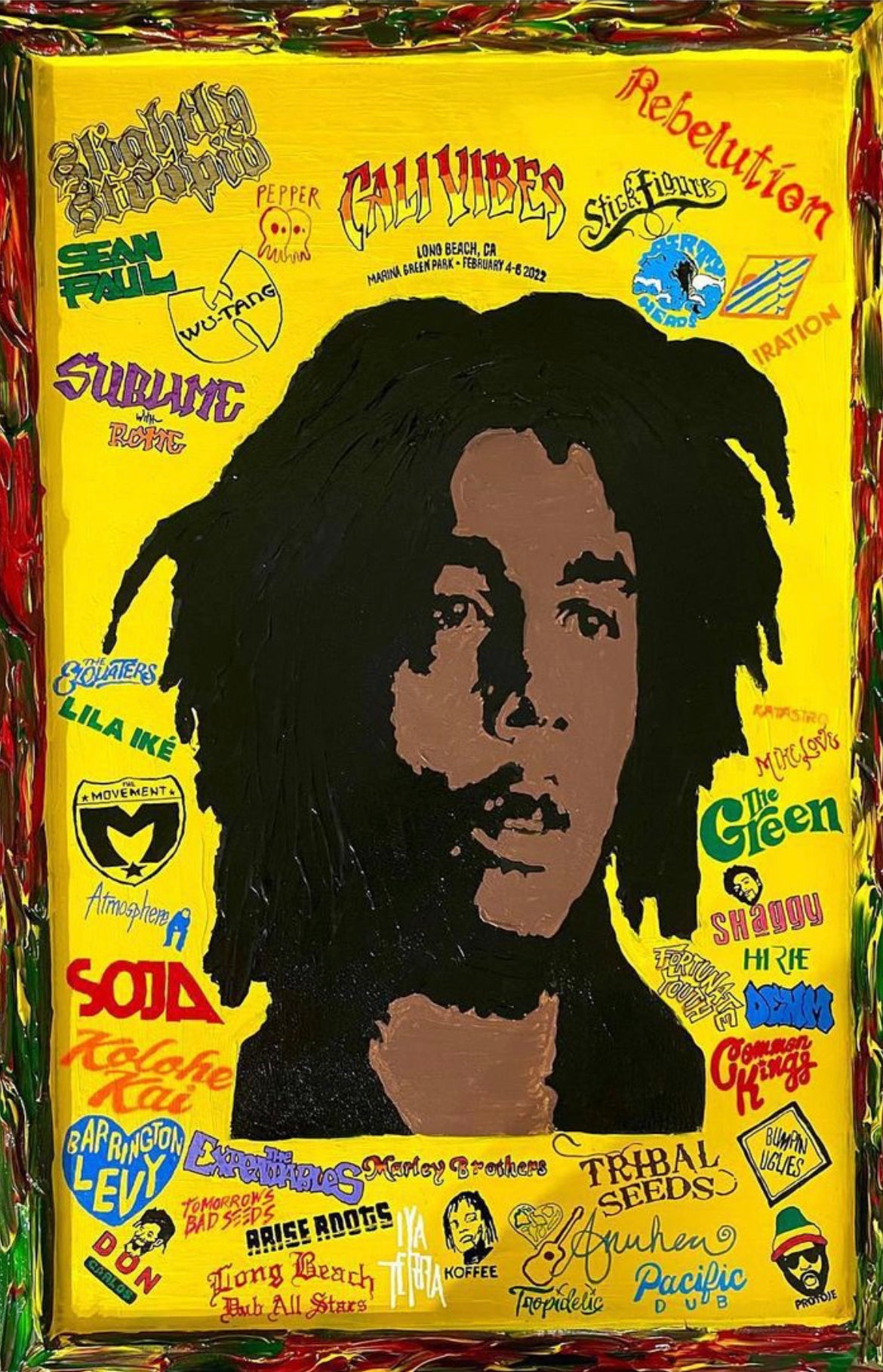 Cali Vibes 2022 Bob Marley Hand Painted Line Up