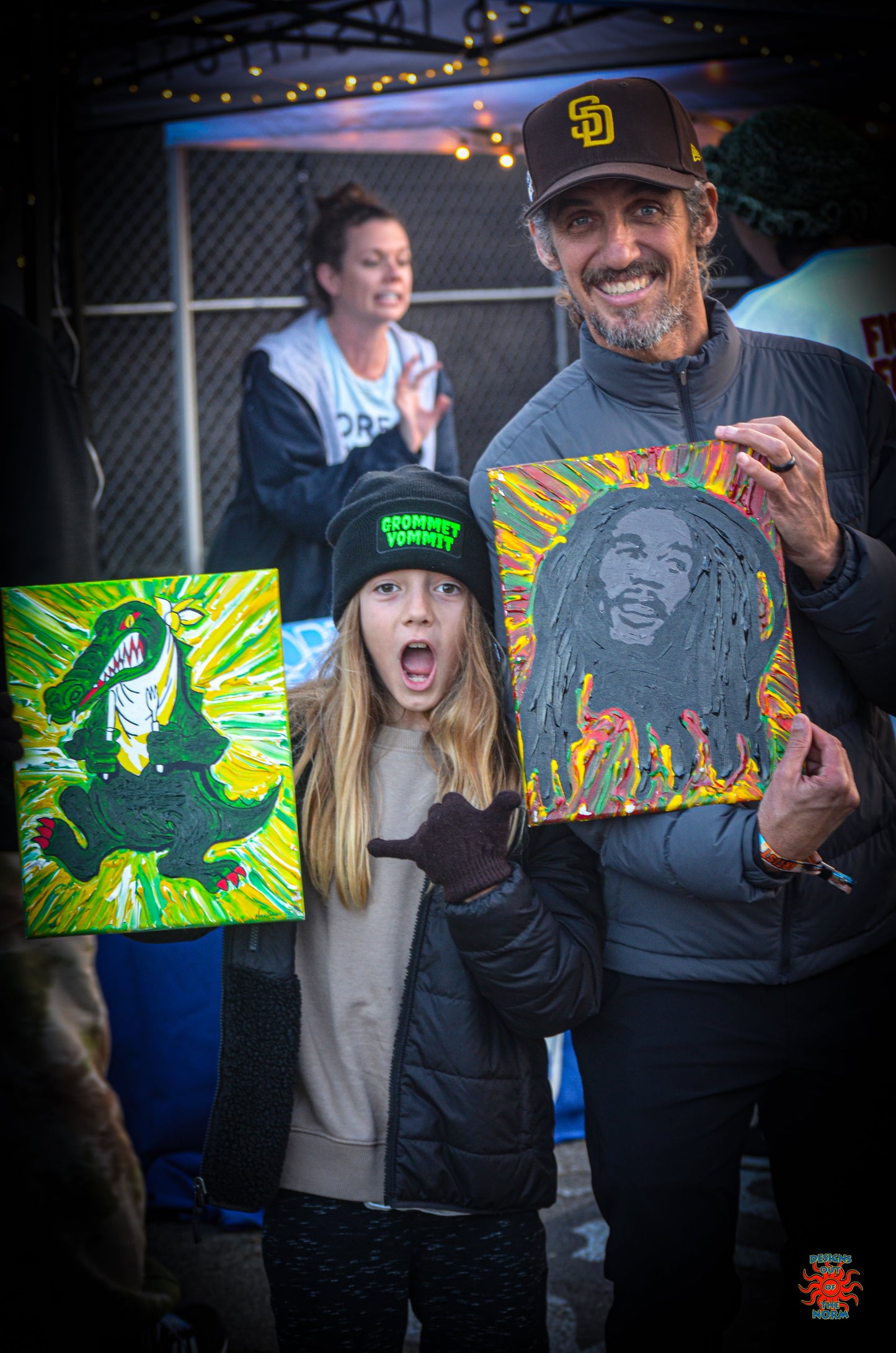 Cali Vibes Festival 2025 Lineup Hand Painted Surfboard by Norm Smyth and signed by Donovan Frankenreiter