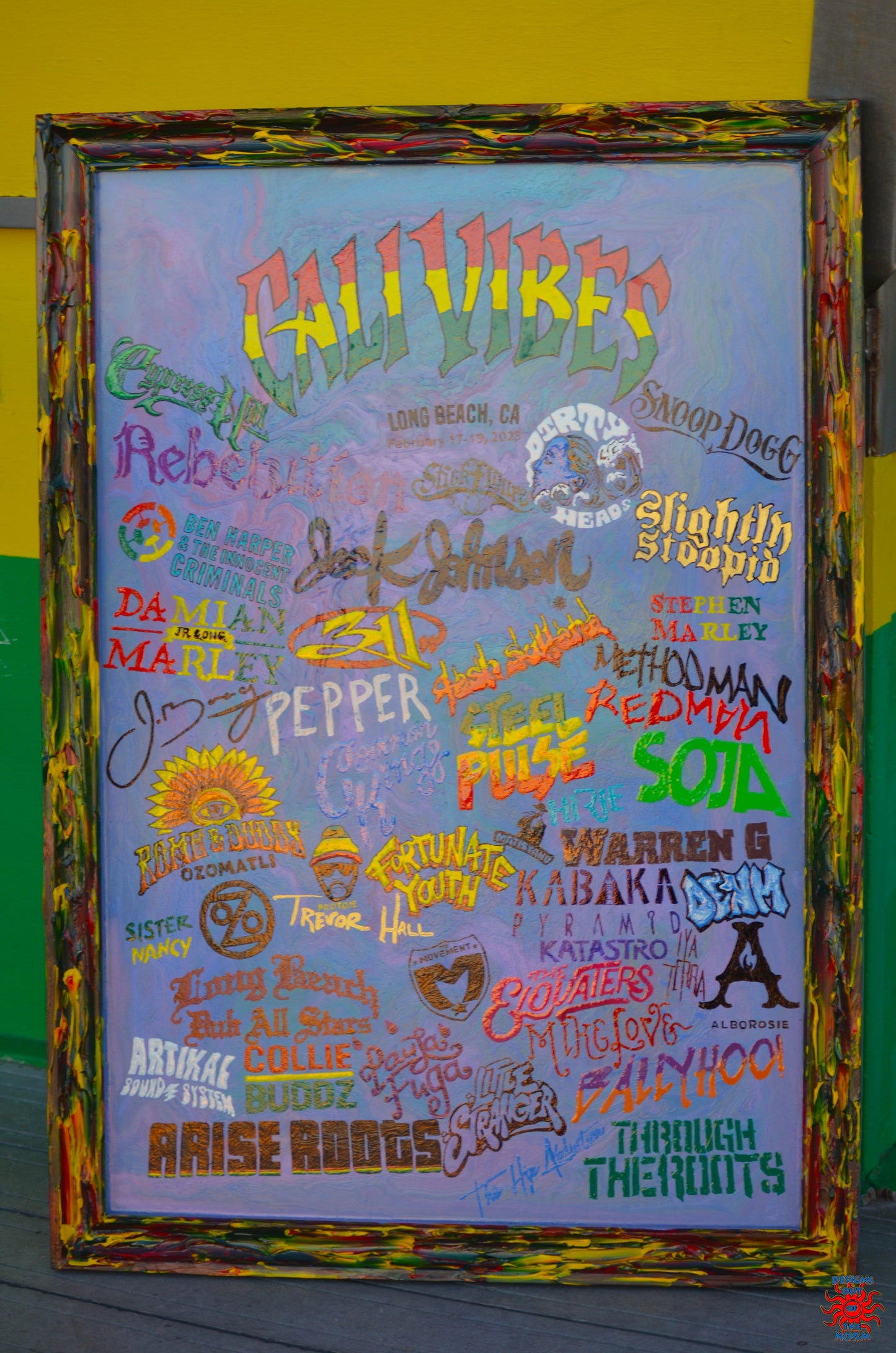 Cali Vibes Festival Hand Painted  2024 Line Up Horizontal