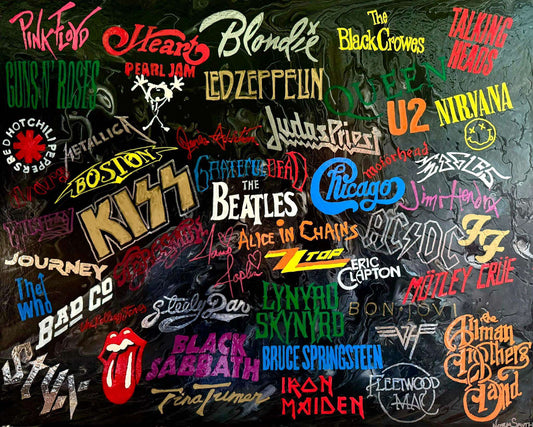Rock n Roll Legends Hand Painted Wood Panel