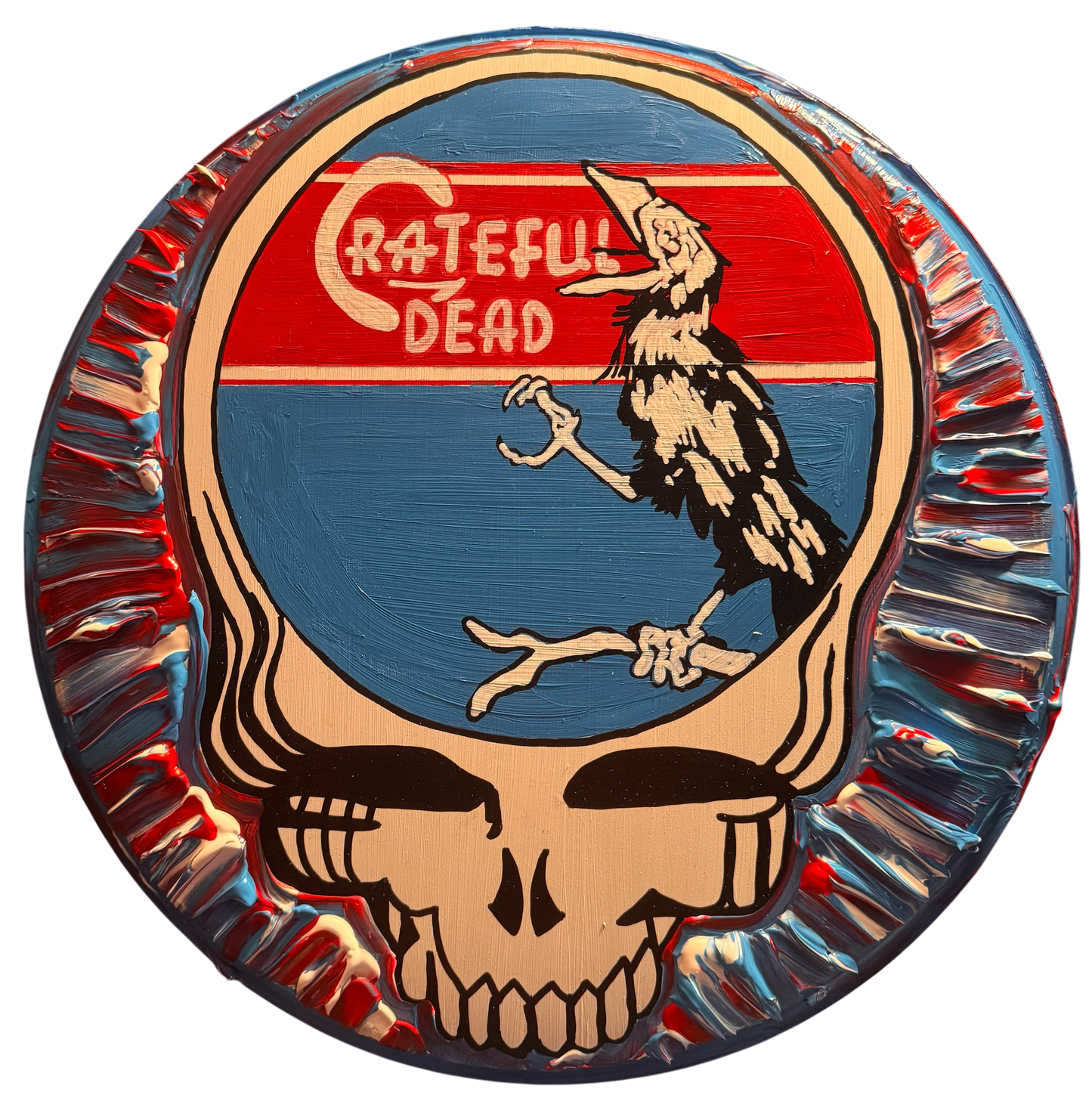 Grateful Dead Crow Steal Your Face Hand Painted Drum Head