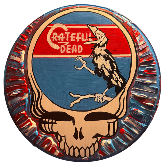 Grateful Dead Crow Steal Your Face Hand Painted Drum Head