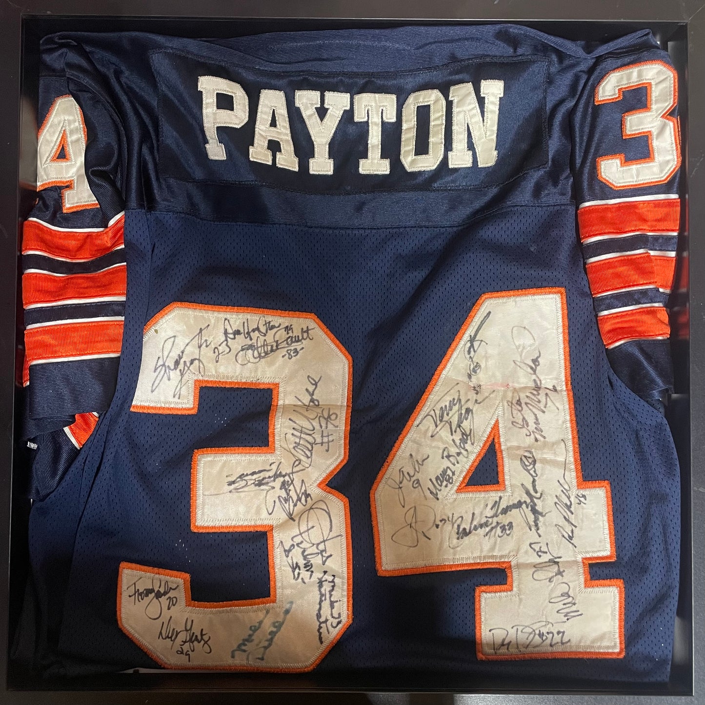 Walter Payton Autographed Jersey by his 1985 Super Bowl Champion Teammates